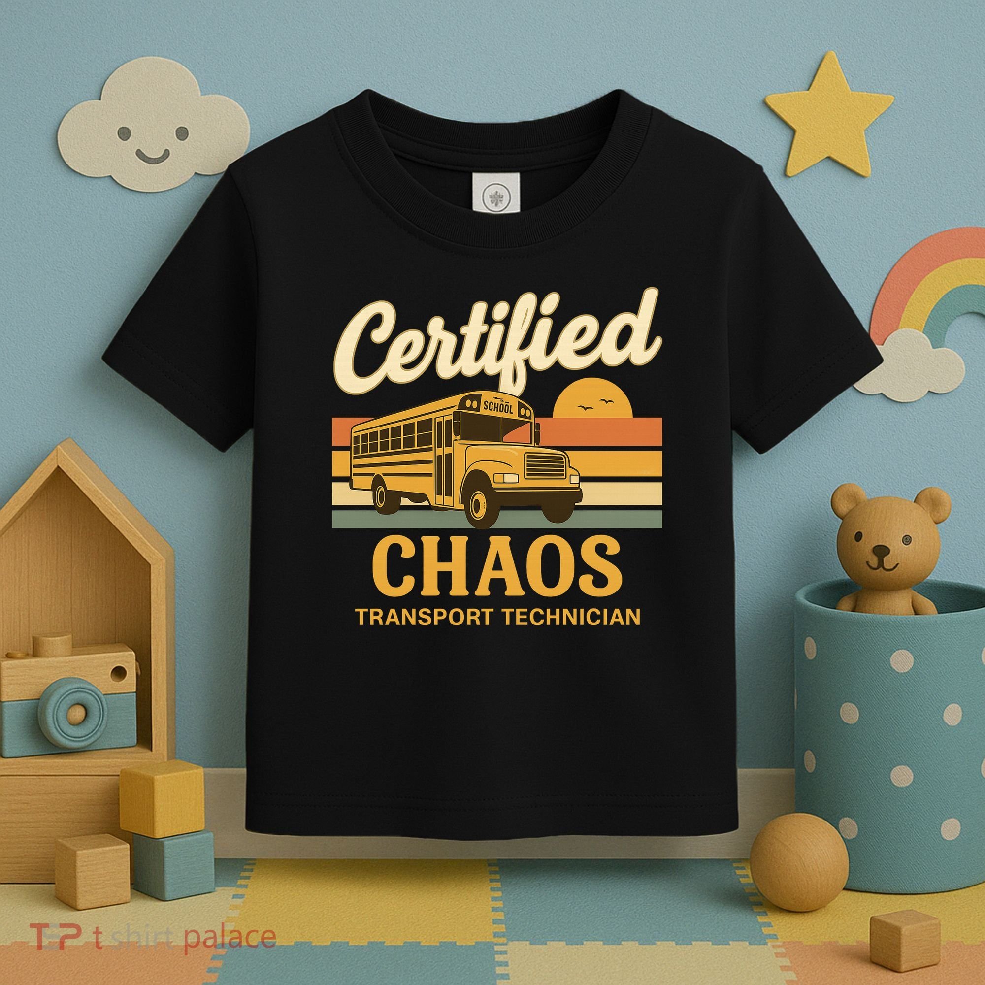Certified Chaos Transport Technician School Bus Driver Funny  Toddler T-Shirt