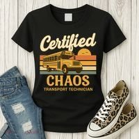 Certified Chaos Transport Technician School Bus Driver Funny  Women's T-Shirt thumb 3