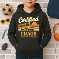 Certified Chaos Transport Technician School Bus Driver Funny  Kids Hoodie thumb 2