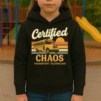 Certified Chaos Transport Technician School Bus Driver Funny  Kids Hoodie thumb 3