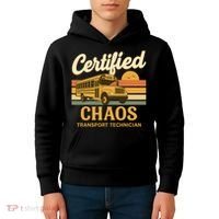 Certified Chaos Transport Technician School Bus Driver Funny  Kids Hoodie thumb 4