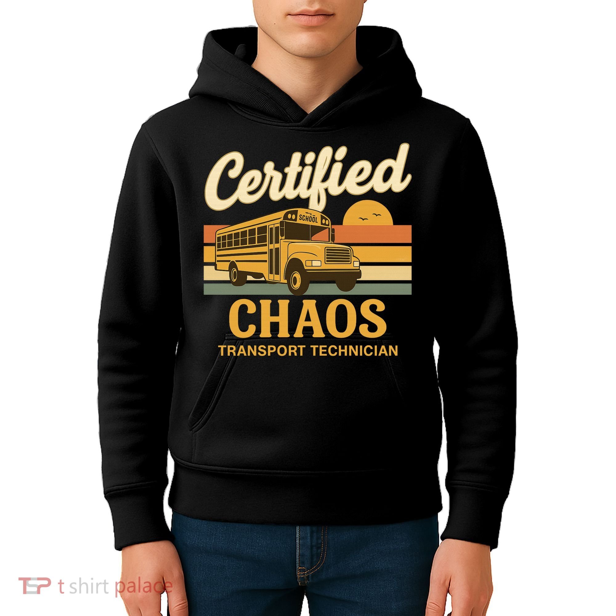Certified Chaos Transport Technician School Bus Driver Funny  Kids Hoodie