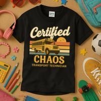 Certified Chaos Transport Technician School Bus Driver Funny  Kids T-Shirt thumb 3