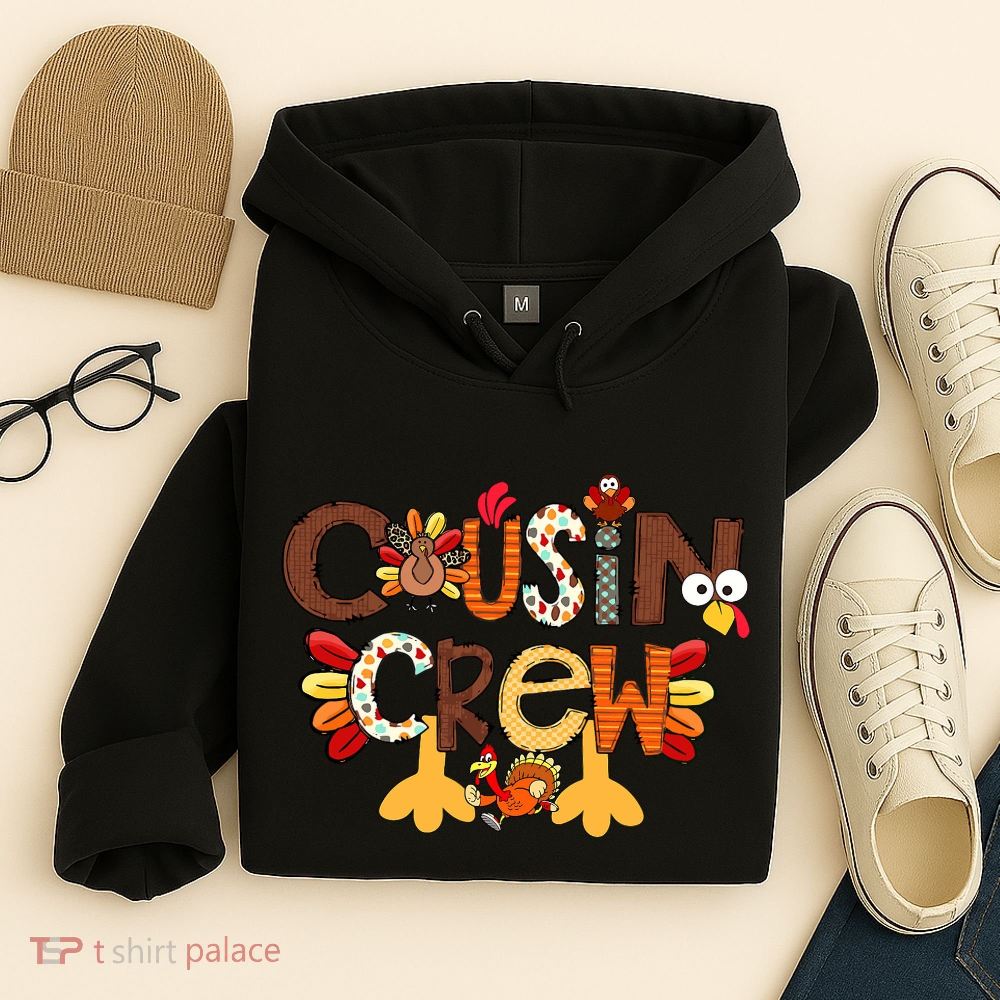 Cousin Crew Thanksgiving Turkey Family Matching Hoodie