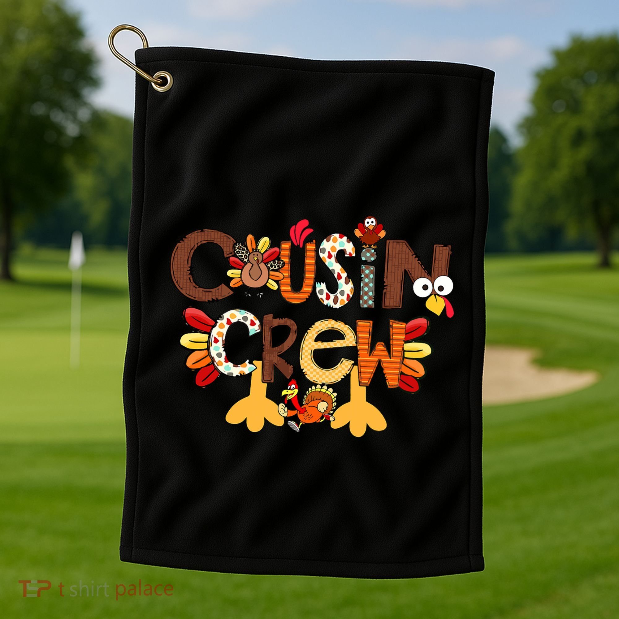 Cousin Crew Thanksgiving Turkey Family Matching Golf Towel