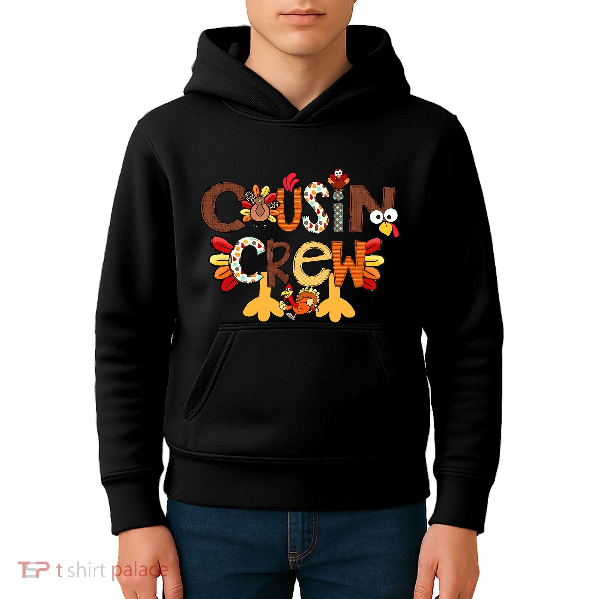 Cousin Crew Thanksgiving Turkey Family Matching Kids Hoodie