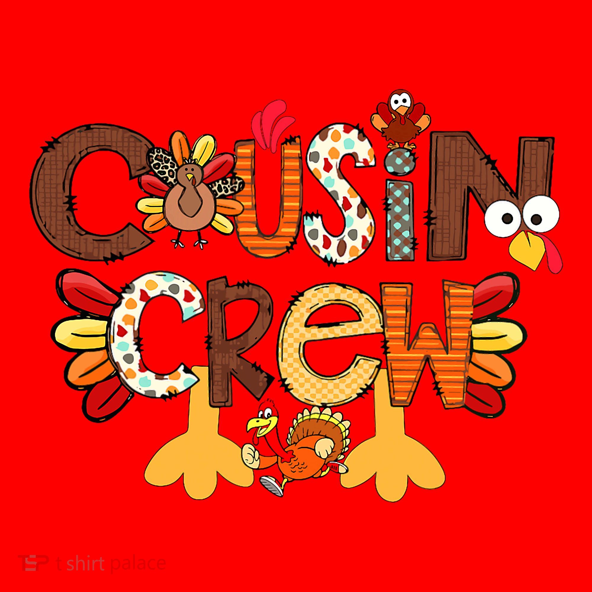 Cousin Crew Thanksgiving Turkey Family Matching Santa Hat