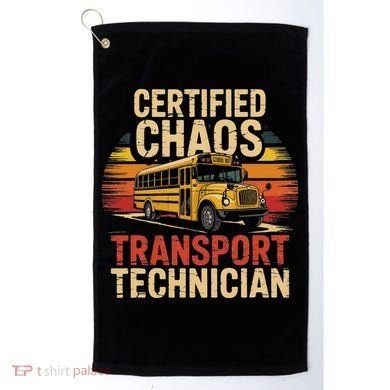 Certified Chaos Transport Technician School Bus Design Golf Towel