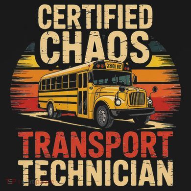 Certified Chaos Transport Technician School Bus Design Cropped Pullover Crew