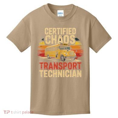 Certified Chaos Transport Technician School Bus Design Kids T-Shirt