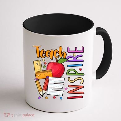 Cute Colorful Teach Love Inspire Coffee Mug back