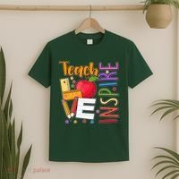Cute Colorful Teach Love Inspire T-Shirt thumb 2
