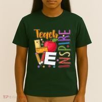 Cute Colorful Teach Love Inspire T-Shirt thumb 4