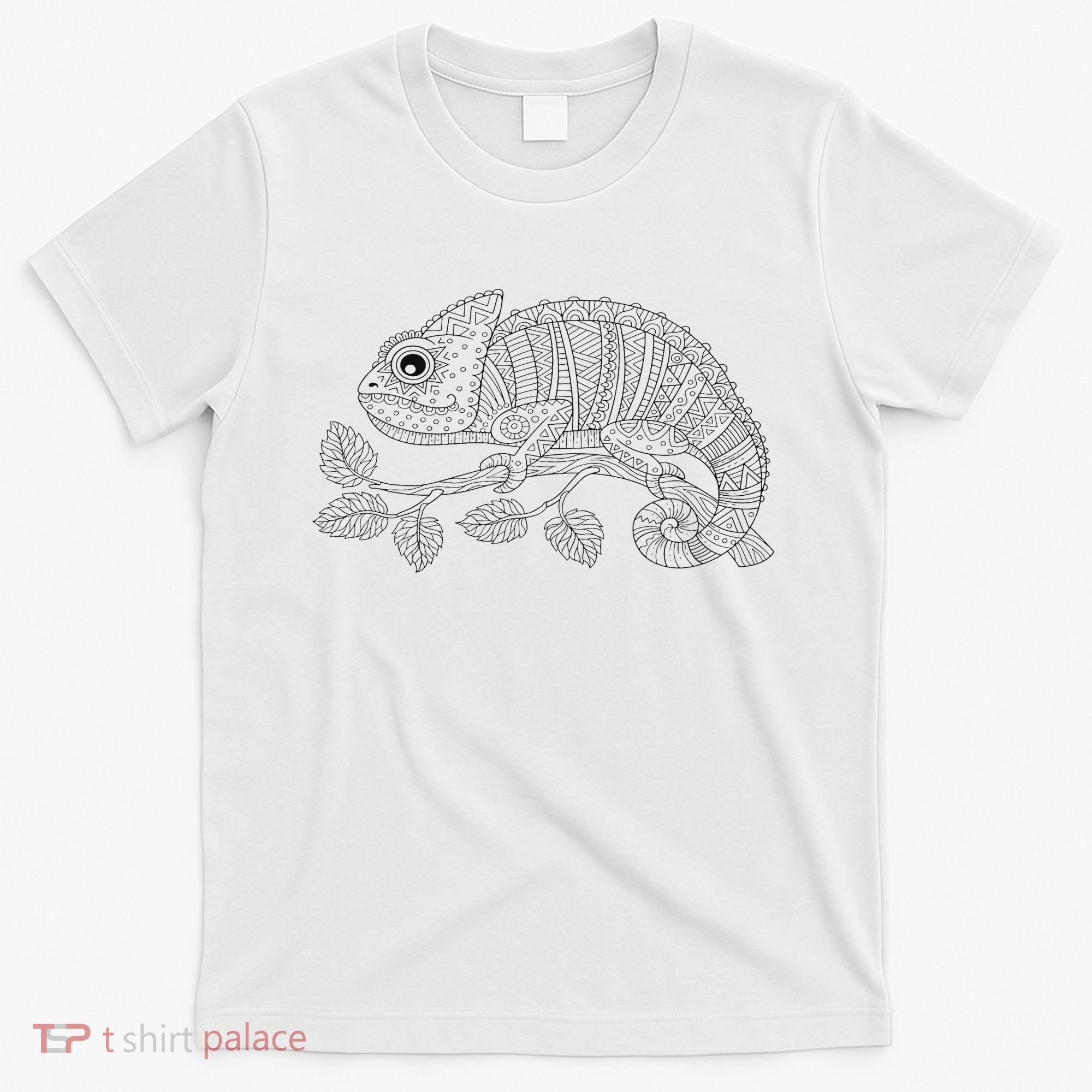 Cute Chameleon To Paint And Color In For Children T-Shirt