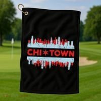 Chicago Chi Town Flag Skyline Golf Towel thumb 1
