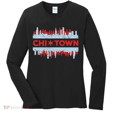 Chicago Chi Town Flag Skyline Women's Long Sleeve Shirt