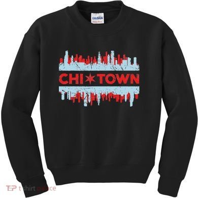 Chicago Chi Town Flag Skyline Kids Sweatshirt