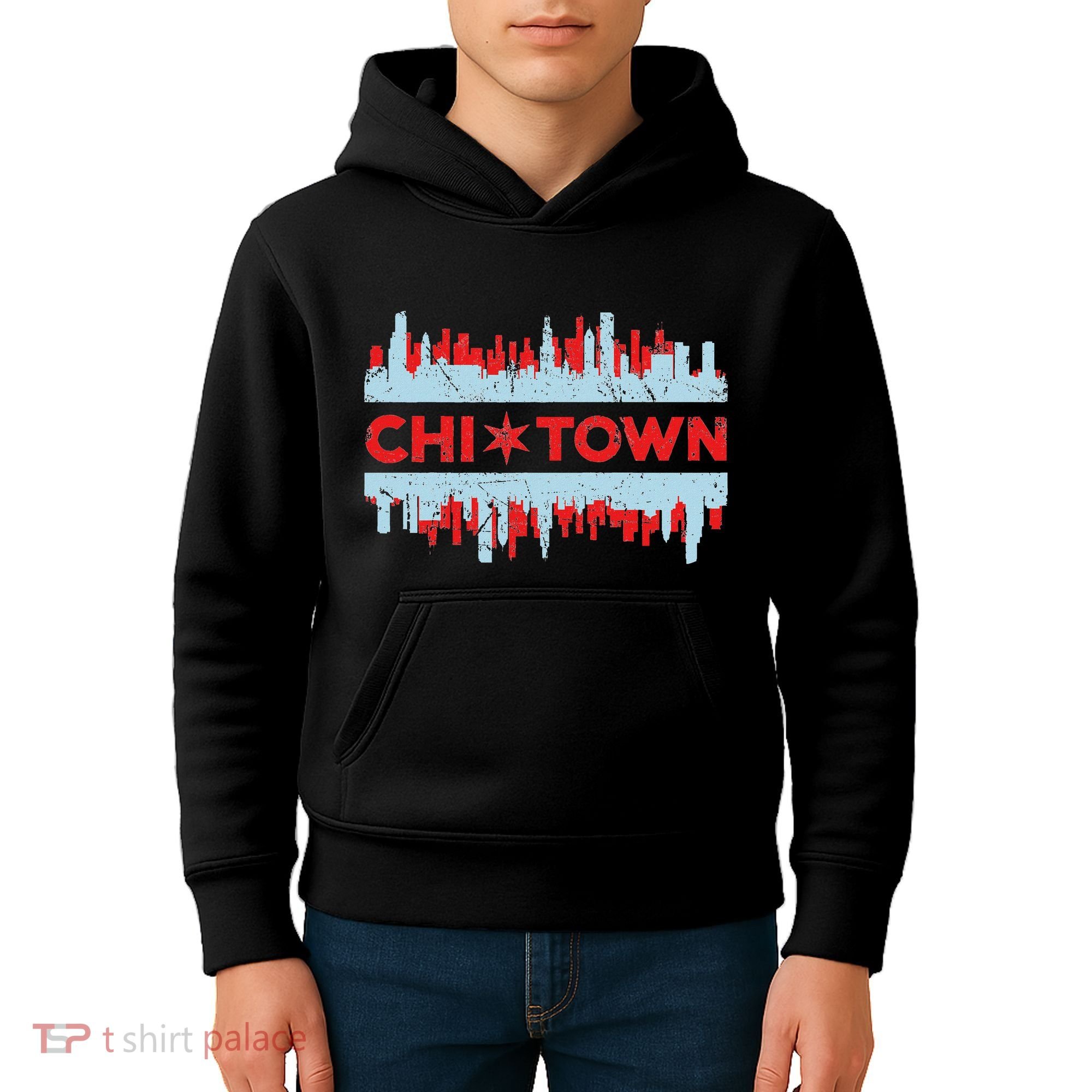 Chicago Chi Town Flag Skyline Kids Hoodie