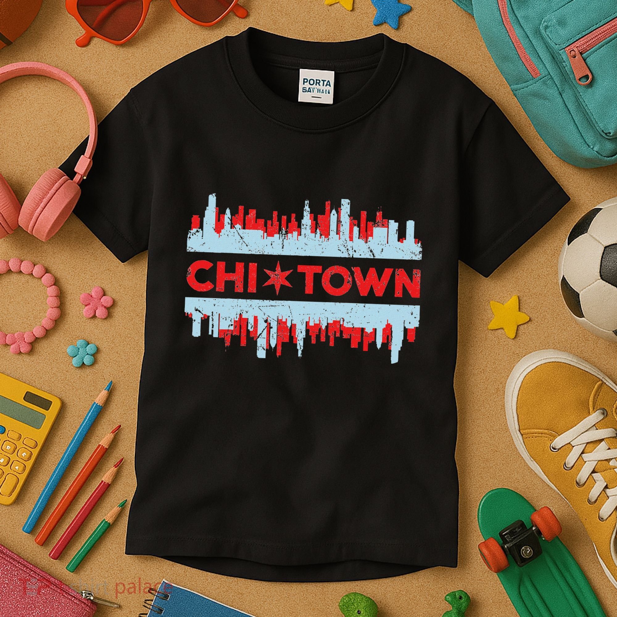 Chicago Chi Town Flag Skyline Kids T-Shirt