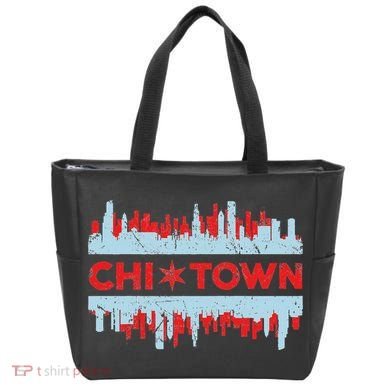 Chicago Chi Town Flag Skyline Tote Bag