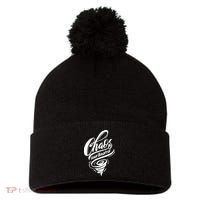 Chaos Coordinator Teacher Letter Pom Pom 12in Knit Beanie thumb 0