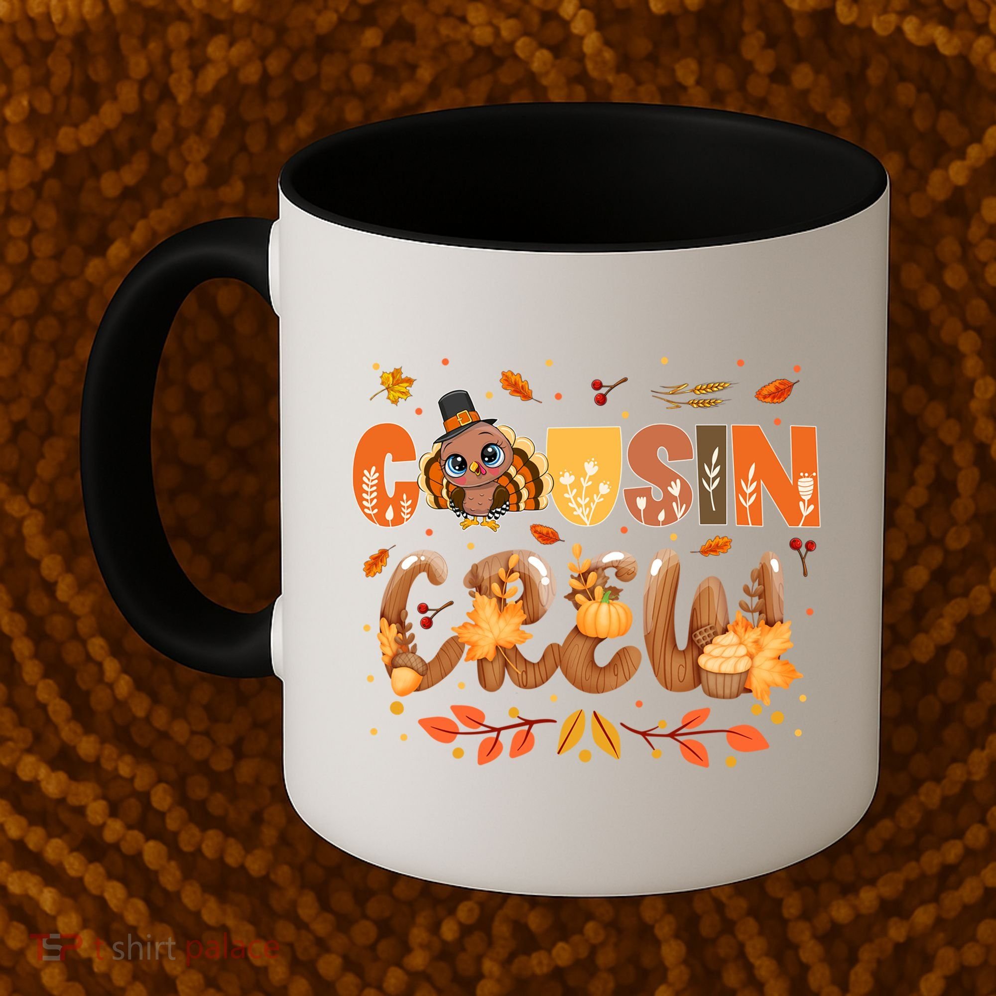 Cousin Crew Thanksgiving Turkey Fall Leaves Matching Family Funny Gift Coffee Mug