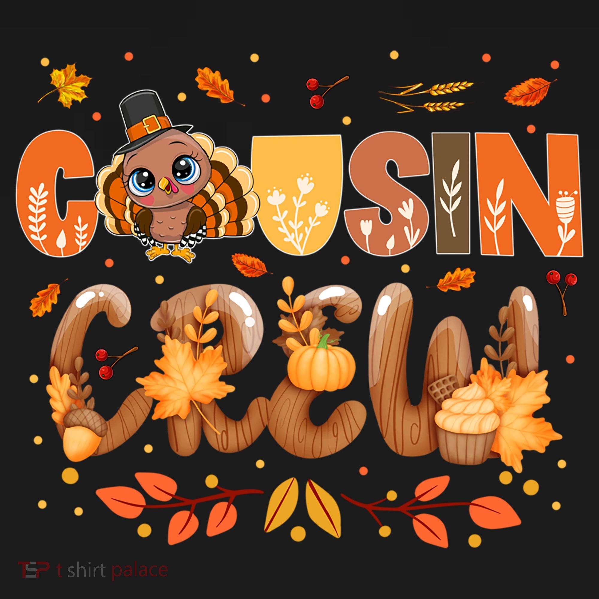 Cousin Crew Thanksgiving Turkey Fall Leaves Matching Family Funny Gift Ornament