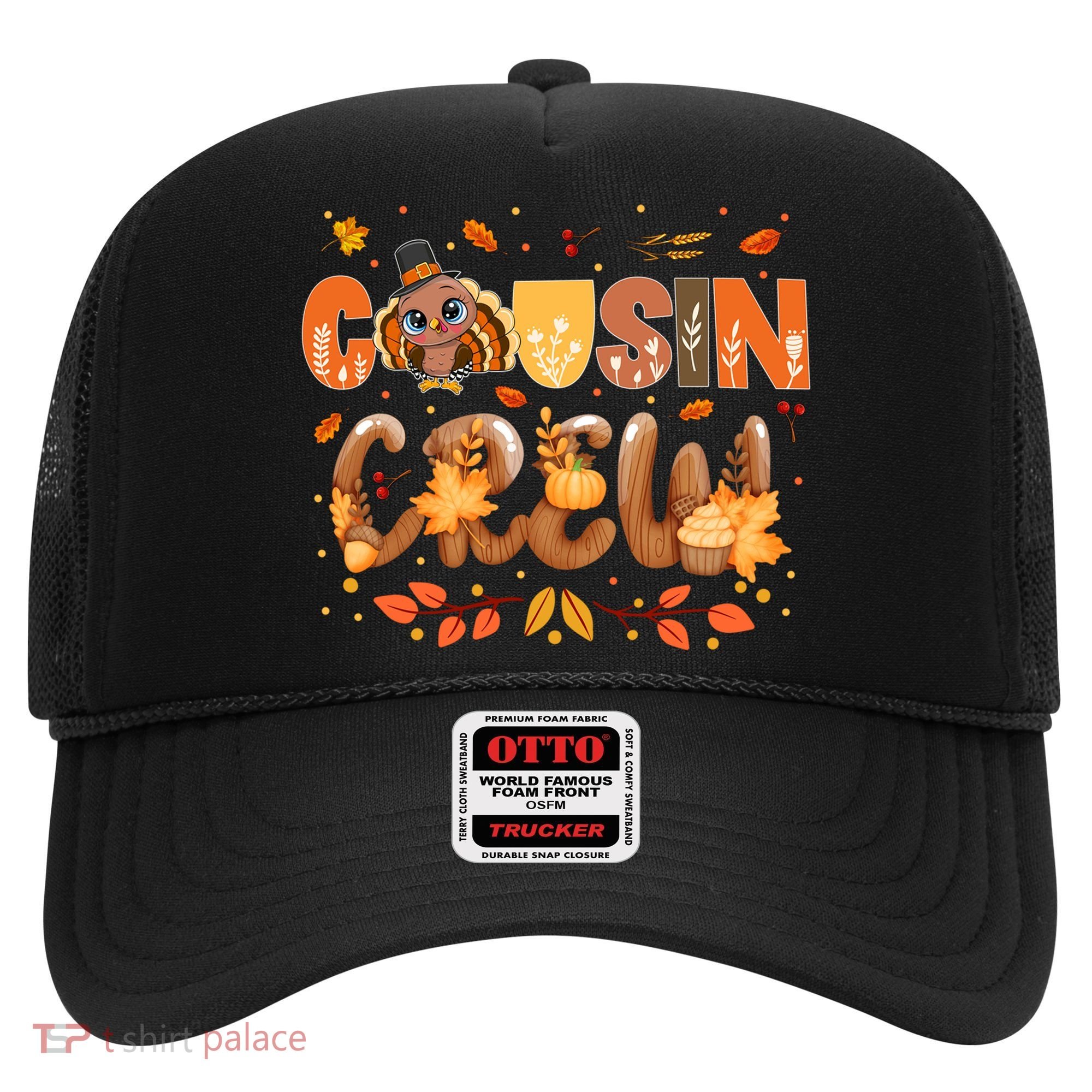 Cousin Crew Thanksgiving Turkey Fall Leaves Matching Family Funny Gift Hat