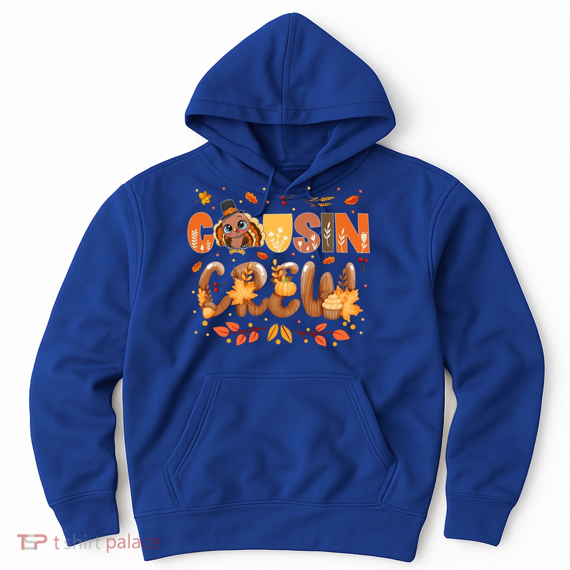 Cousin Crew Thanksgiving Turkey Fall Leaves Matching Family Funny Gift Hoodie