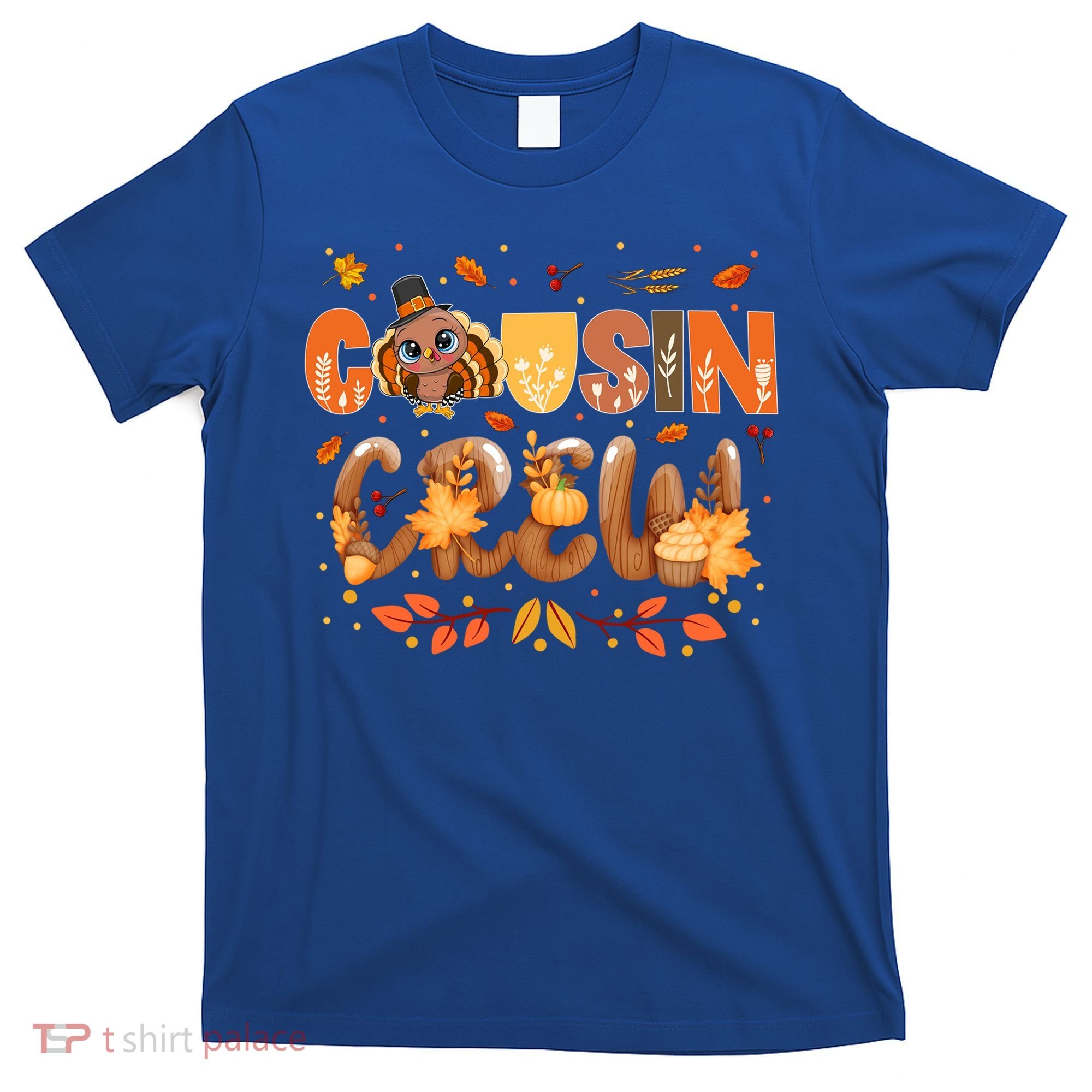 Cousin Crew Thanksgiving Turkey Fall Leaves Matching Family Funny Gift T-Shirt