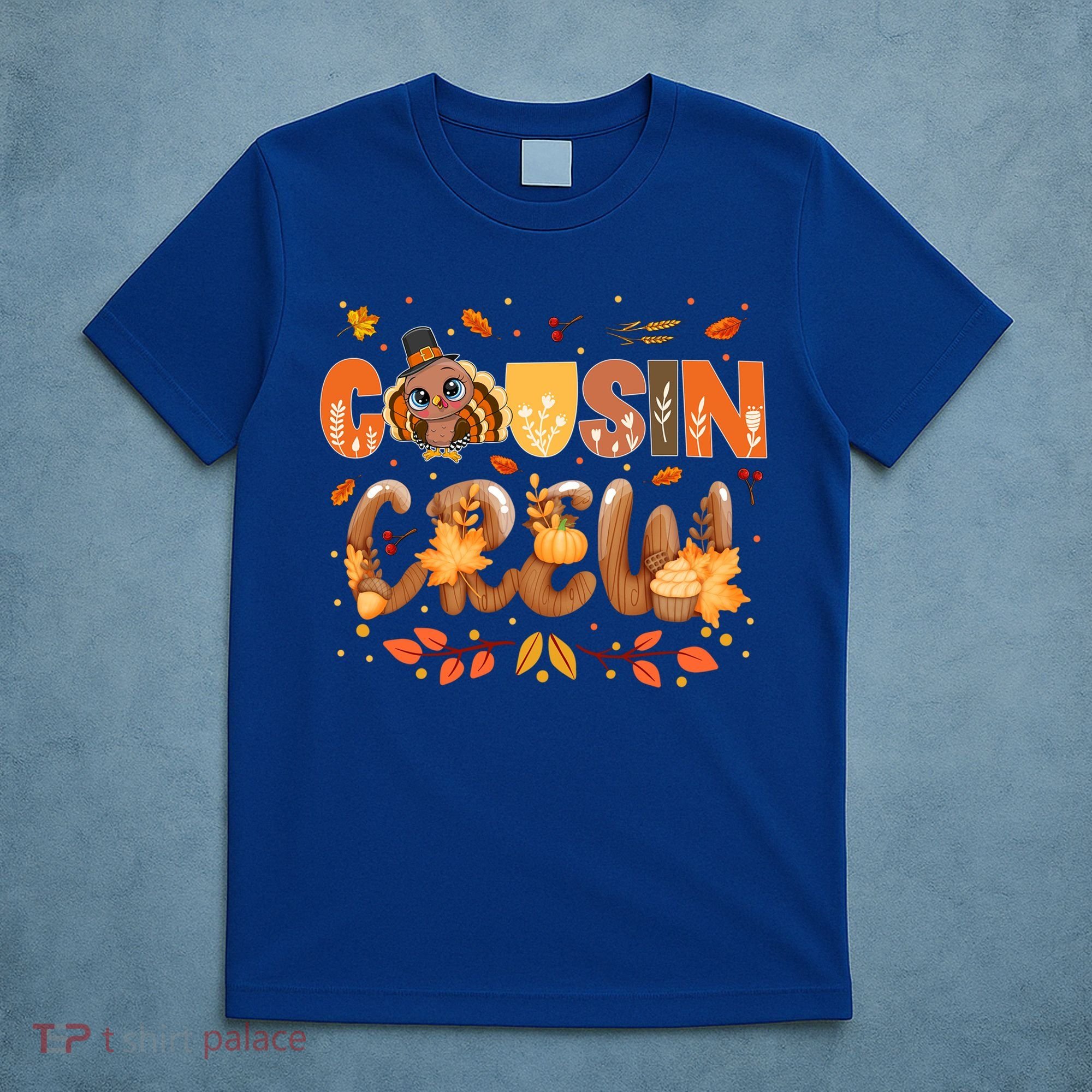Cousin Crew Thanksgiving Turkey Fall Leaves Matching Family Funny Gift T-Shirt