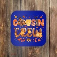 Cousin Crew Thanksgiving Turkey Fall Leaves Matching Family Funny Gift Coaster thumb 0