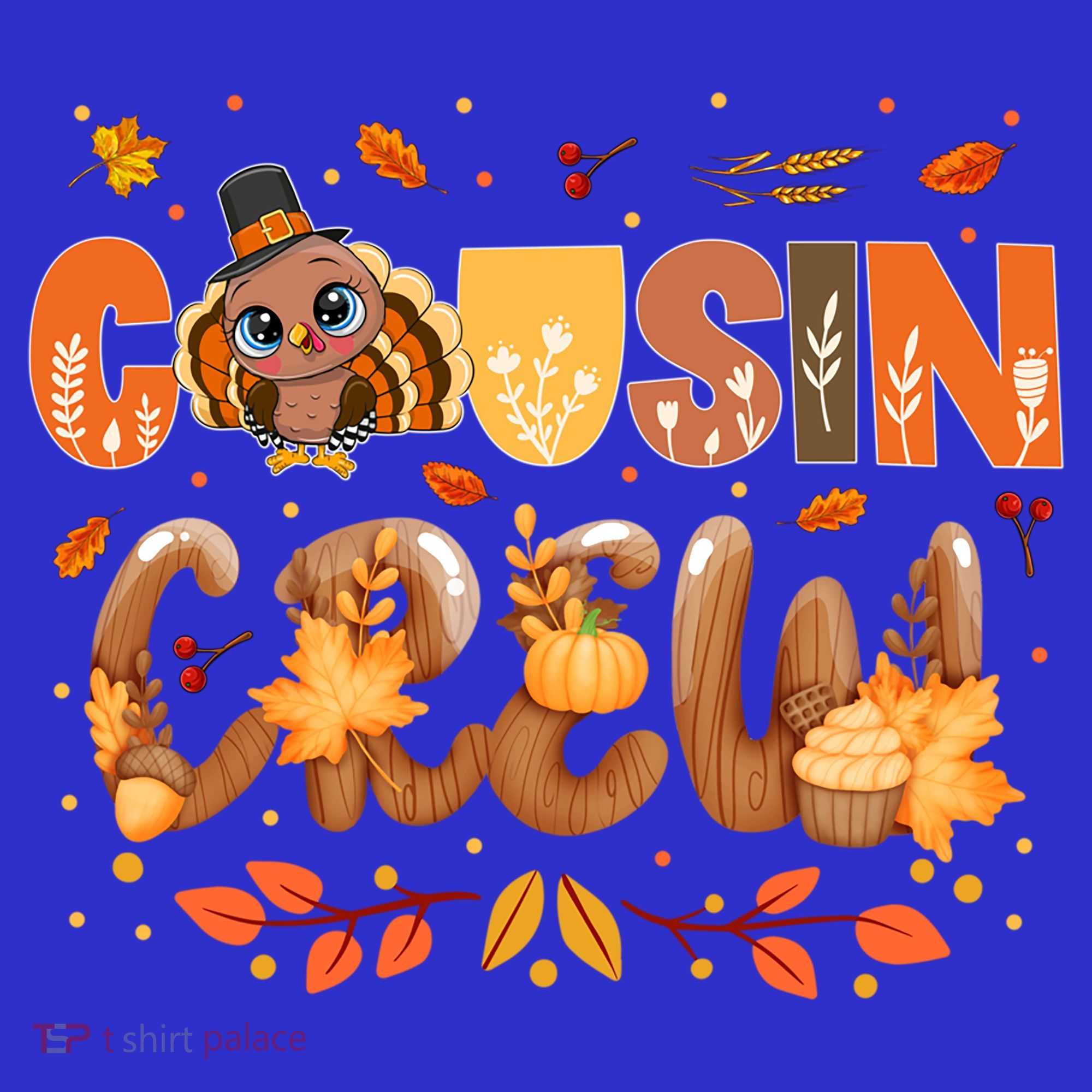 Cousin Crew Thanksgiving Turkey Fall Leaves Matching Family Funny Gift Tank Top