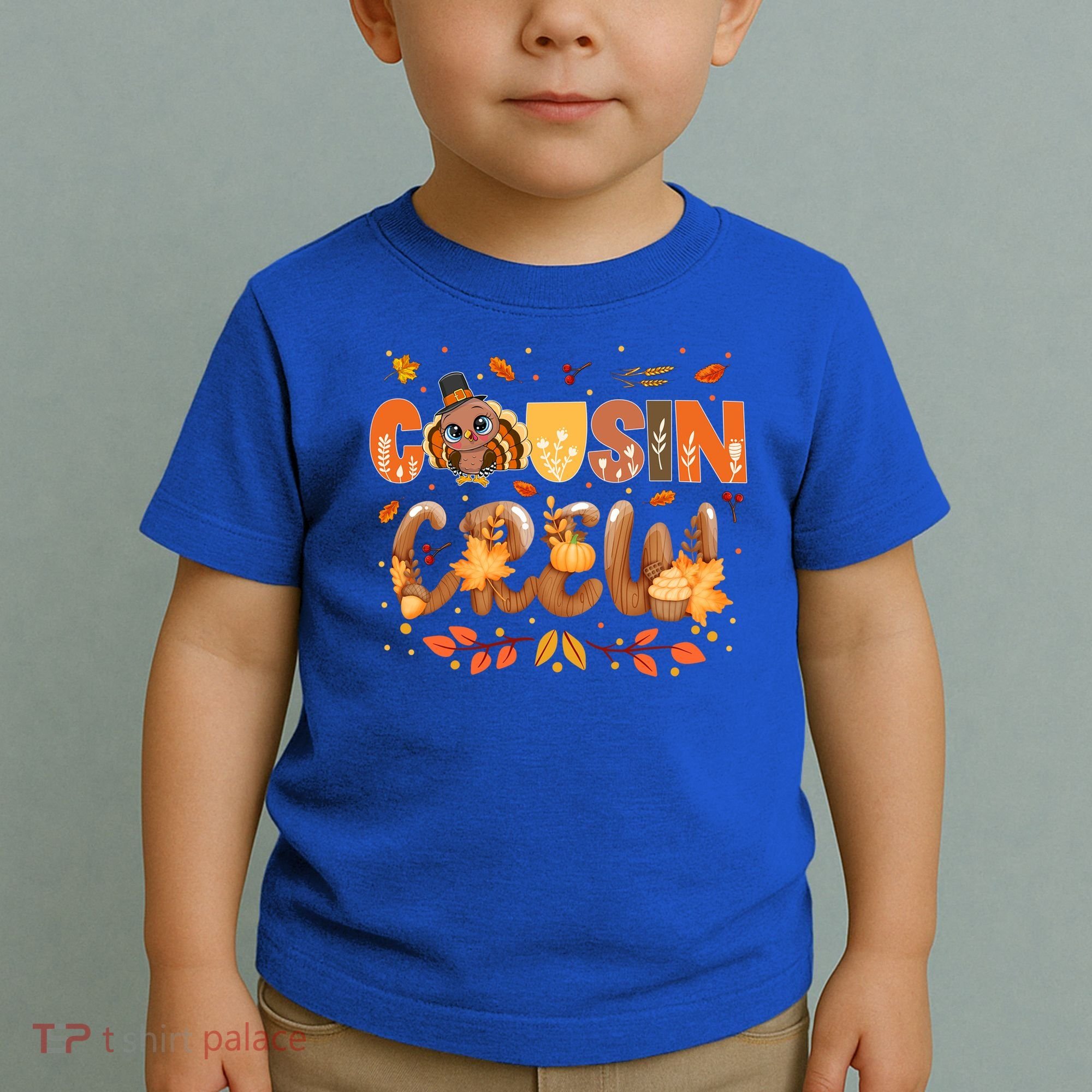 Cousin Crew Thanksgiving Turkey Fall Leaves Matching Family Funny Gift Toddler T-Shirt