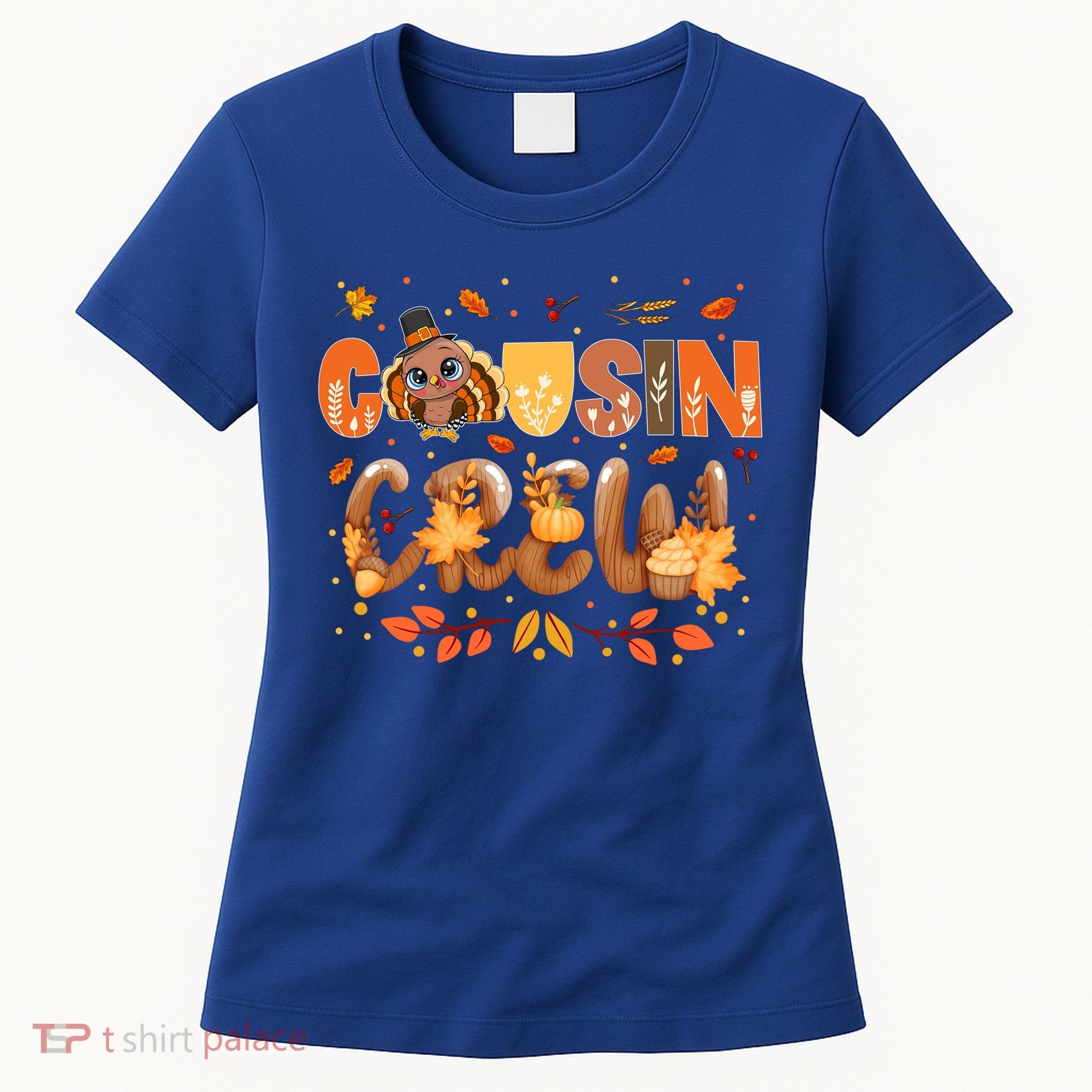 Cousin Crew Thanksgiving Turkey Fall Leaves Matching Family Funny Gift Women's T-Shirt