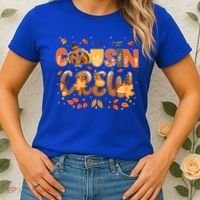 Cousin Crew Thanksgiving Turkey Fall Leaves Matching Family Funny Gift Women's T-Shirt thumb 2