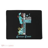 Christian Cross Teal Ribbon Survivor Fighter Ovarian Cancer Mousepad thumb 0