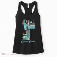 Christian Cross Teal Ribbon Survivor Fighter Ovarian Cancer Women's Tank Top thumb 0