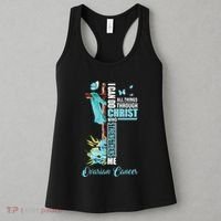 Christian Cross Teal Ribbon Survivor Fighter Ovarian Cancer Women's Tank Top thumb 3
