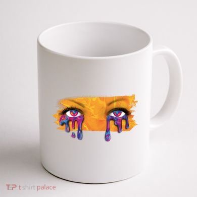 Crying Colorful Tears Sad Eyes Coffee Mug back