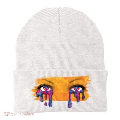 Crying Colorful Tears Sad Eyes Beanie