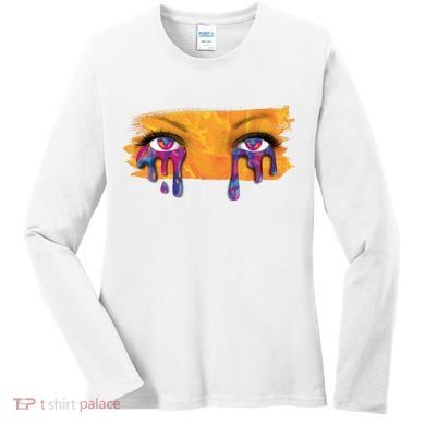 Crying Colorful Tears Sad Eyes Women's Long Sleeve Shirt