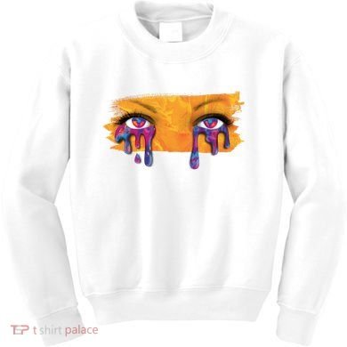 Crying Colorful Tears Sad Eyes Kids Sweatshirt