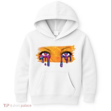 Crying Colorful Tears Sad Eyes Kids Hoodie