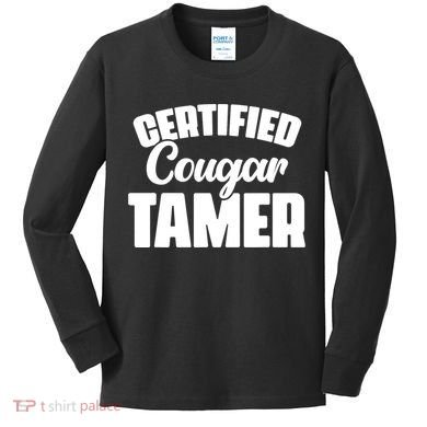 Certified Cougar Tamer Hunter Slayer Wild Cat Cougars Kids Long Sleeve Shirt