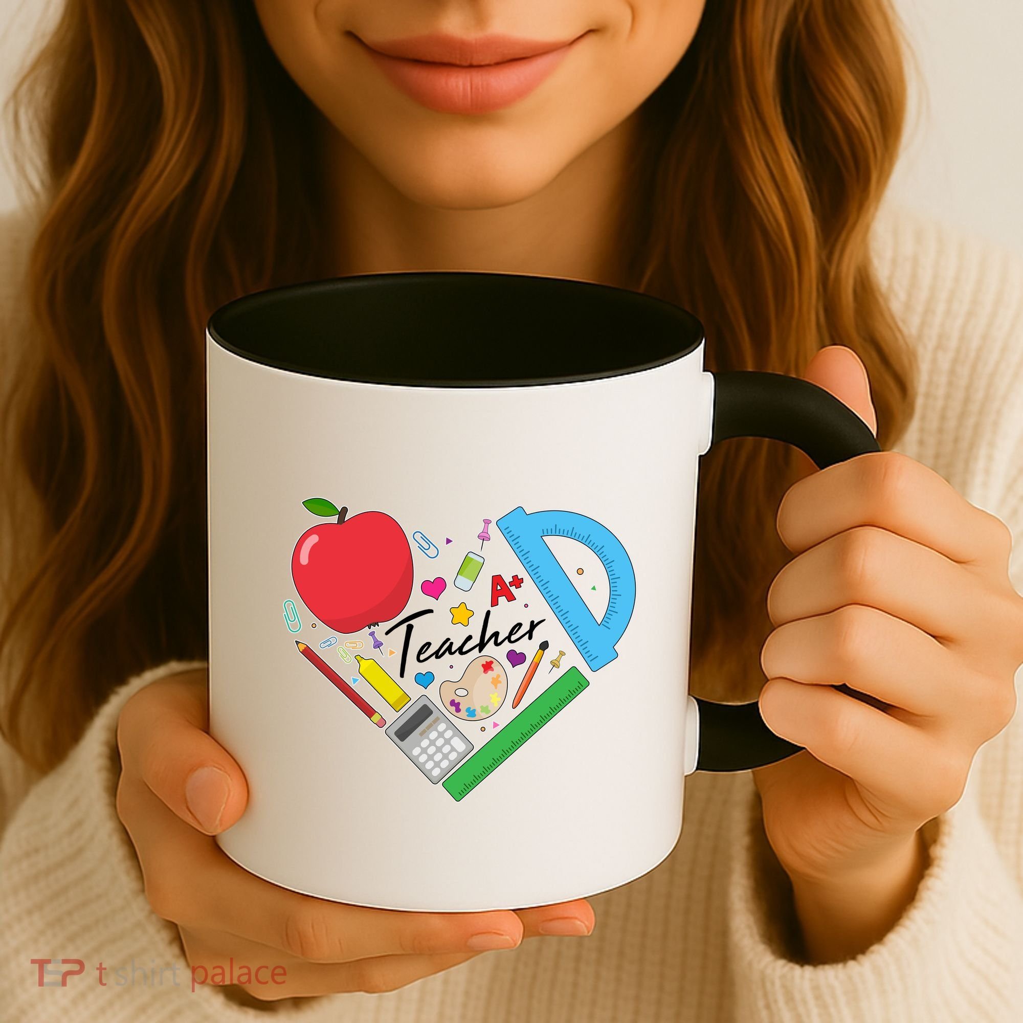 Cute Cool Teacher School Tools Heart Coffee Mug