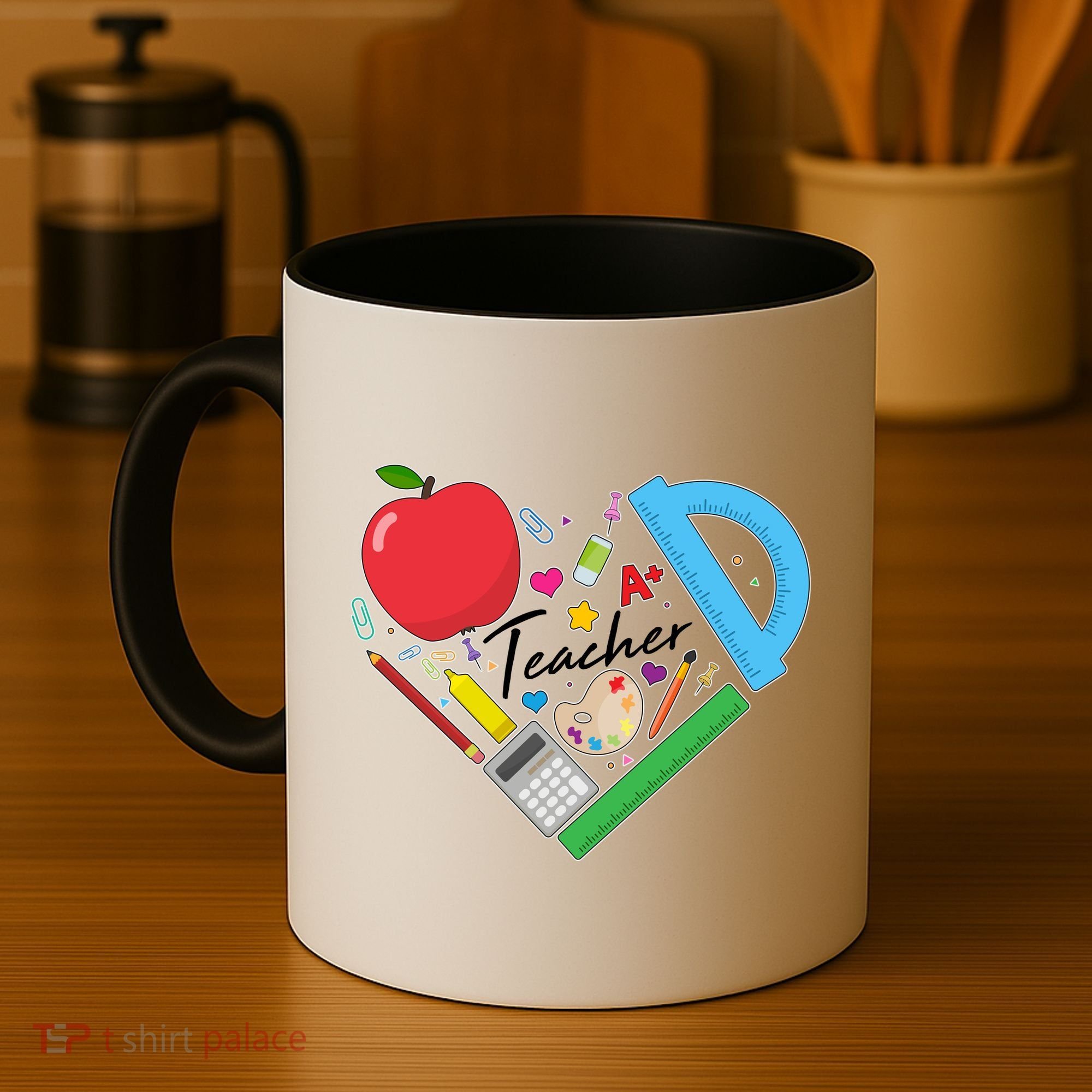 Cute Cool Teacher School Tools Heart Coffee Mug