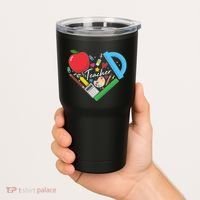 Cute Cool Teacher School Tools Heart Tumbler thumb 2