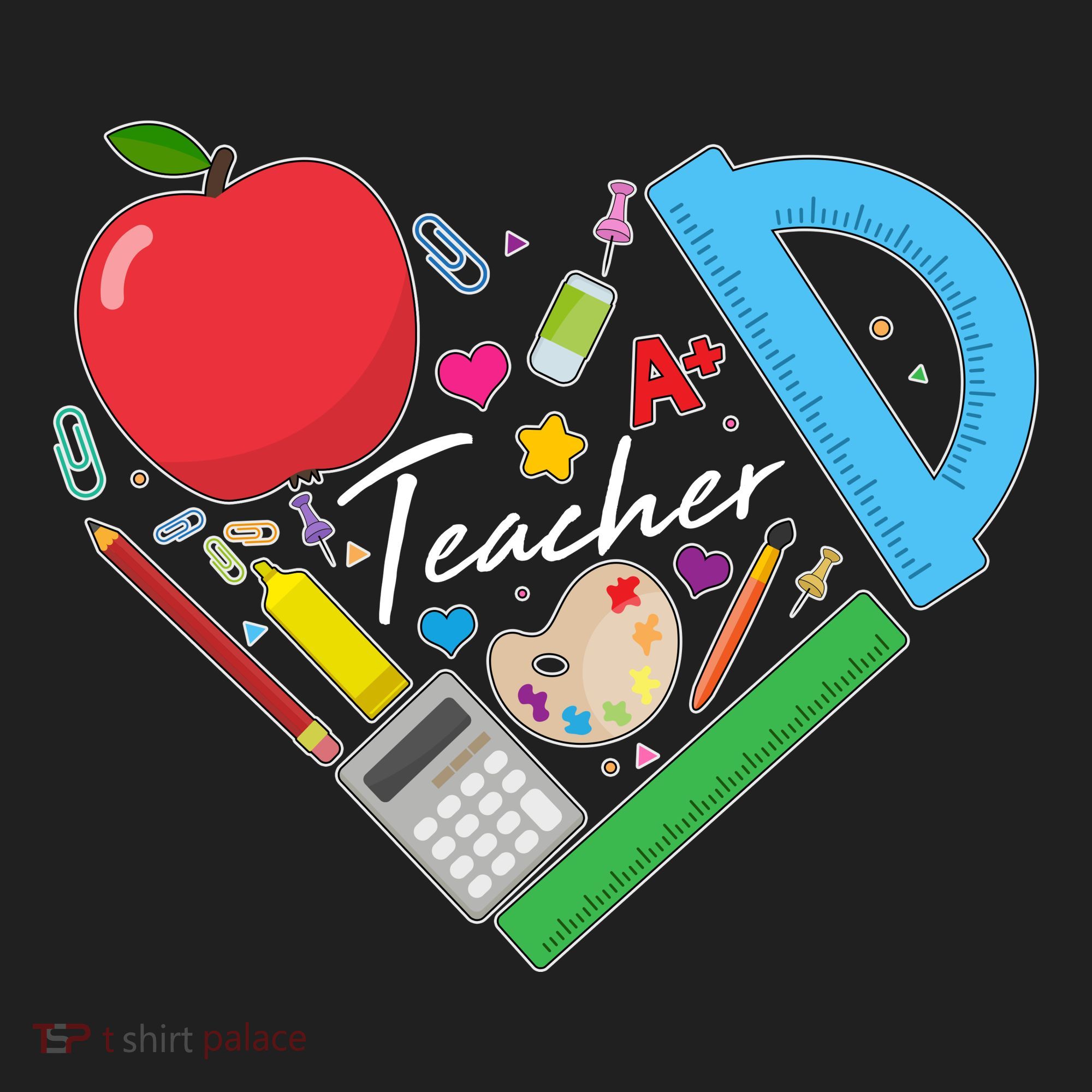 Cute Cool Teacher School Tools Heart Tumbler