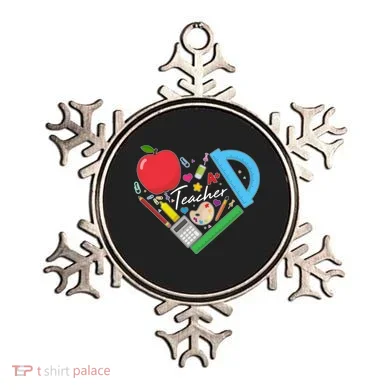 Cute Cool Teacher School Tools Heart Ornament